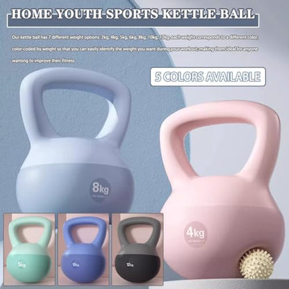 Kettle Bells Women Home Youth Sports Kettlebell, Beginner Fitness Squat Soft Kettle Ball, Gym Equipment, Strength Training Tools(Green-6kg)