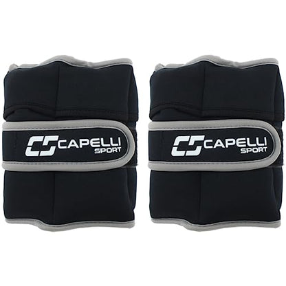 Capelli Sport Ankle and Wrist Weights, Adjustable Level Leg and Arm Weights, Black, 10 lbs, Set of 2