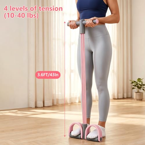 Pedal Resistance Band with Handle,4/6/8 Resistance Levels Elastic Pull Rope, Portable Fitness Bands for Leg Butt Training, Home Gym, Yoga, Pilates