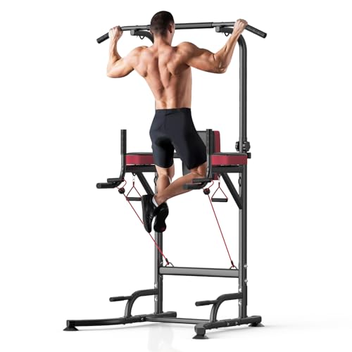 Pull Up Bar Free Standing for Multi-Function Home Gym Strength, Pull Up Dip Station Assistive Trainer Height Adjustable, Power Tower Training Heavy-Duty Fitness Equipment