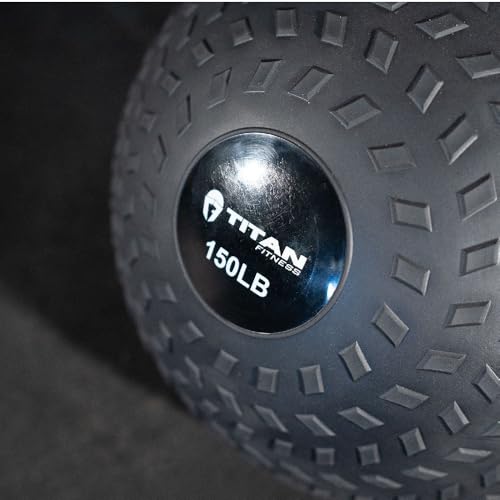 Titan Fitness Rubber Tread Slam Ball, Dead Bounce, Weight Workout - Throw, Catch, Slam, Twist - style: 150 lb