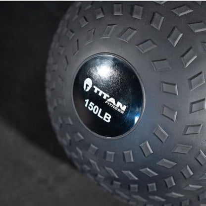 Titan Fitness Rubber Tread Slam Ball, Dead Bounce, Weight Workout - Throw, Catch, Slam, Twist - style: 150 lb