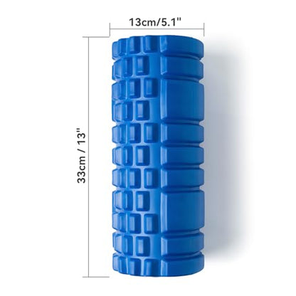 Krightlink Foam Roller for Deep Tissue Massage, 13" High Density Exercise Roller for Muscle Massage and Myofascial Trigger Point Release, Back Roller for Fitness, Yoga and Pilates (Blue)