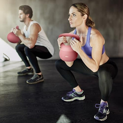 4kg Soft Kettlebell for Women, Non-Slip PVC Coated Home Fitness Weight for Pilates, Strength Training & Full-Body Workouts (Pink)