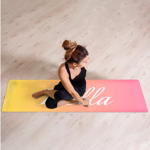 Custom Name Yoga Mat,Personalized Travel Yoga Exercise Mat,Non Slip,Perfect for Kids & Adults,Gradient Color D Series - color: Style 21