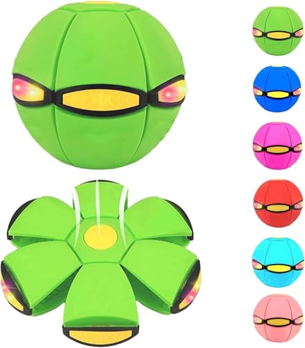 Magic Bouncing Ball, Magic Bouncing Ball with 6 Light, Dual Form Freely Switchable, Parent-Child Interaction Suitable for Indoor & Outdoor Use (Green) - color: Green