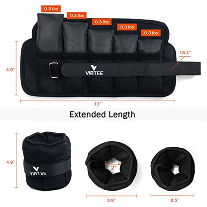 Adjustable Ankle Weights 1-3 Lbs Pair with Removable Weight for Men Women - color: 3 lbs Pair ( 1.5 lbs per pack ), Black