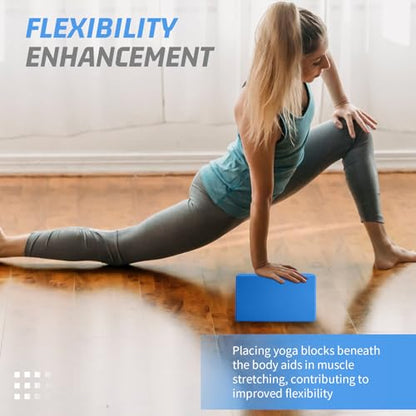 Yoga Blocks 2 Pack 3x6x9IN Foam Block Supportive Latex-Free with Beveled Edges, Non-Slip Exercise Blocks for Pilates, Meditation, Balance, Stretching and Deep Poses - color: 2PACK-369-Blue