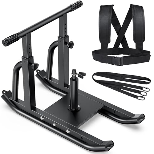 Weight Sled, Heavy-Duty Push Pull Sled, Adjustable Height Handle, Workout Fitness Sled for Training- Running Speed, Agility, Soccer, Football, Strength, Crossfit- Suitable for 1" & 2" Plates - color: Black