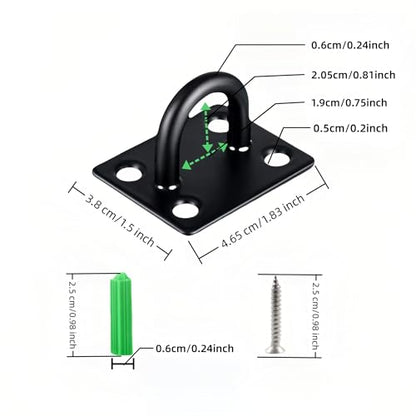 4PCS Heavy Duty Stainless Steel Ceiling Hook Eye Plate - 80LB Load, Welded Rustproof Hanging Hardware for Swing, Hammock, Yoga Silk, Indoor/Outdoor with Expansion Screws