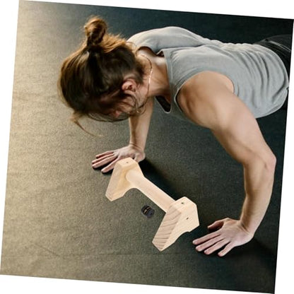POPETPOP 2pcs Wooden Parallettes Bars Handles Support for Push-ups Calisthenics and Strength Training for Home Gym Workouts