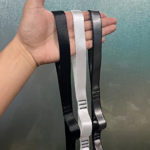 2PCS 5.9ft Long Nylon Daisy Chain Straps for Aerial Yoga Hammock Swing Adjustable Aerial Silk Extender Hanging Rope for Aerial Yoga Belts 180cm - color: Grey