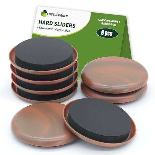 Furniture Sliders for Carpet 8 PCS - 2 1/2" Brown Coffee - size: 8 PCS 2 1/2 inch Brown Coffee