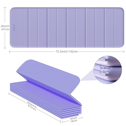 Foldable Yoga Mat,Thickened,0.4"Thick (10mm）,76"x26" | 12-Fold Design,SGS Certified TPE,Non-Slip & No Smell,Ultra Portability,For Yoga,Gym,Pilates,Home Workouts - color: Lilac