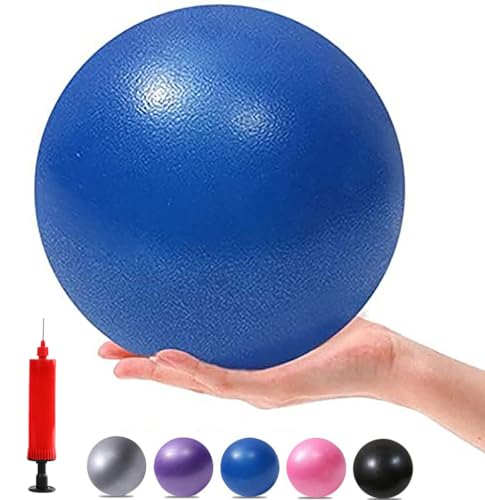 Exercise Pilates Mini Yoga Balls Barre Small for Home Stability Squishy Training Physical Therapy Improves Balance with Pump (Blue, 9 Inch)