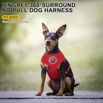 BINGPET Small Dog Harness, No Pull Step-in Puppy Pet Vest, Red - color: Red, size: XS (NECK: 10", CHEST: 10"-14")