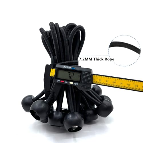 16PCS Mini Trampoline Bungee Cord Replacement 7 Inch Fitness Trampoline Ball Bungee Cords, with Spanning Tool