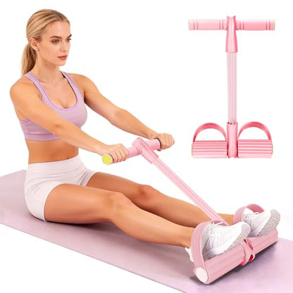 Resistance Bands with Handles 6 Tube Multifunction Tension Rope, Sit-Up Exercise Equipment with Foot Pedals and Handles，Pedal Resistance Band for Abdomen, Waist, Arm, Leg - color: Pink
