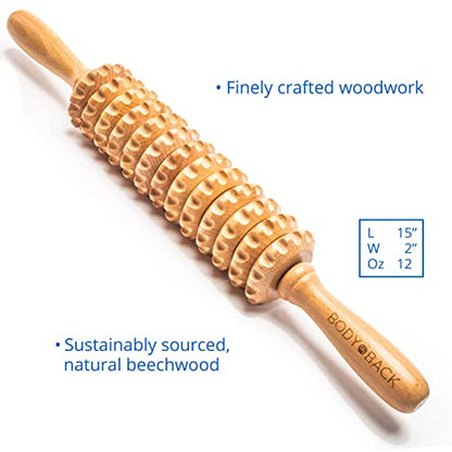 Body Back Wood Therapy Roller for Maderoterapia, Lymphatic Drainage, Cellulite Massage, and Massage Rolling, Natural Muscle Massage Stick Tool for Massage and Relaxation - size: Straight