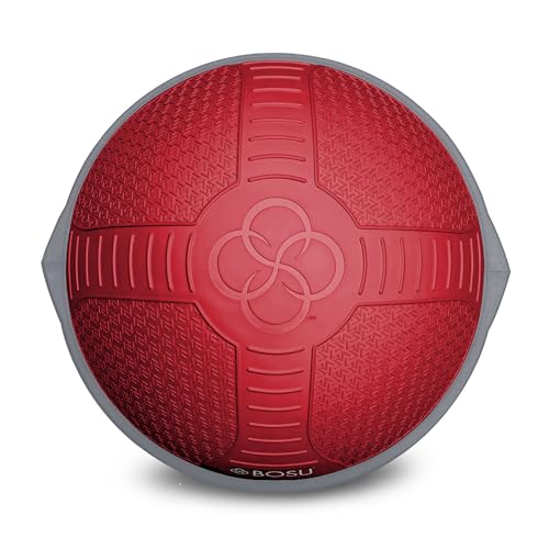 BOSU Nexgen Balance Trainer, Half-Ball Training Equipment, 65 cm Diameter, 300 lb Capacity - Burst-Resistant Stability Exercise Tool w/Non-Slip Base, Includes Hand Pump, Commercial-Grade - color: Neon Flare/Gray