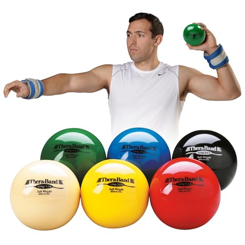 THERABAND Soft Weight Set of 6, 4.5" Ball-Shaped Isotonic Exercise Balls for Physical Therapy, Weighted Ball Set for Pilates, Shoulder Strength & Rehab, Color-Coded, Portable & Easy to Grip - color: Assorted - Set of 6