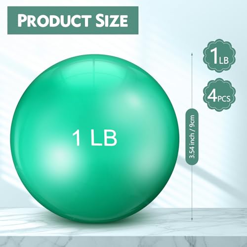 Seenelling 4 Pcs Weighted Toning Balls for Exercise Weighted Exercise Soft Medicine Balls for Gym, Pilates, Yoga, Balance, Flexibility - color: Green