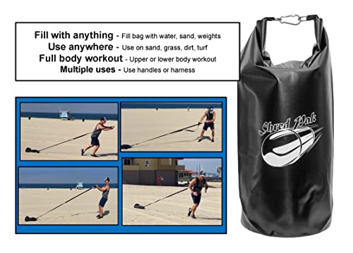 Resistance Training Sled - Weight Sled Harness & Handles - Extreme Workout for Athletes - Burn 3X The Calories - 4-Piece Kit for Gym, Home and, Outdoor - style: Weight Bag + Harness + Water Bladder