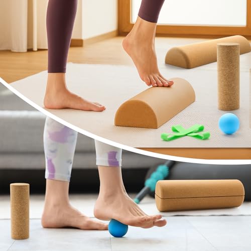 Cork Balance Board – Natural Cork Anti‑Slip Balance Trainer for Foot & Ankle Strength, Improve Stability, Mobility & Core Training | Yoga, Pilates, Physical Therapy, Rehab Exercise Board