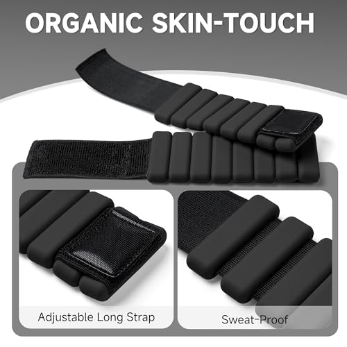 Weighted Bangles for Wrist and Ankle Weights for Women 1LB Each (Set of 2) | Workout Weights for Yoga, Pilates & Walking | Leg & Arm Weights Men BLACK