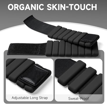 Weighted Bangles for Wrist and Ankle Weights for Women 1LB Each (Set of 2) | Workout Weights for Yoga, Pilates & Walking | Leg & Arm Weights Men BLACK