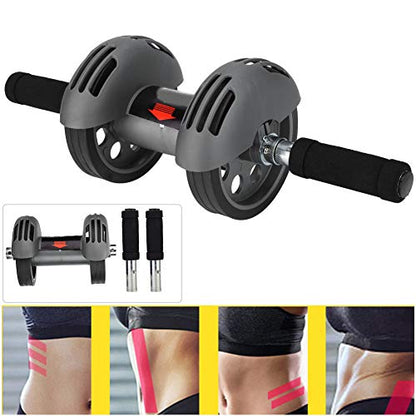 Ab Double Roller Workout System, Abdominal Exercise Roller Wheel with Dual Wheels and Knee Pad, Anti - Slip Foam Handles, Spring - Loaded Core Trainer for Home Gym Use