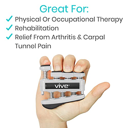 Finger Strengthener by Vive (3 Pack) Hand Grip Equipment for Guitar, Musicians, Rock Climbing & Therapy - Gripper with Exercise Guide for Strengthening Muscles