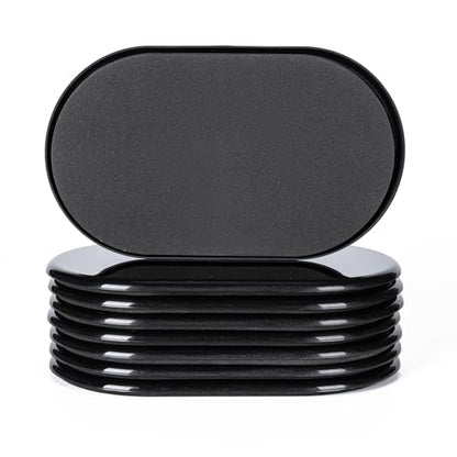 8 Pcs 5 3/4'' x 9 1/2" Furniture Sliders Pads for Hardwood Floors（Black） - size: 9 1/2" Oval-8 Pack Black