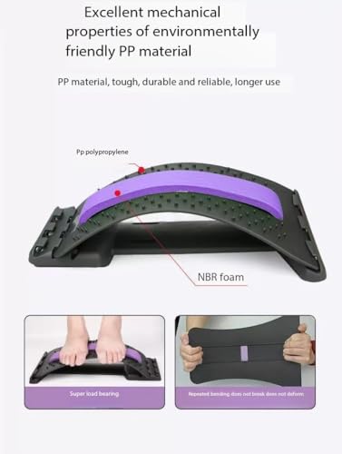Back Extender for Lower Back Pain, Level 3 Adjustable Back Biscuit Board, Scoliosis Back Massager, Purple