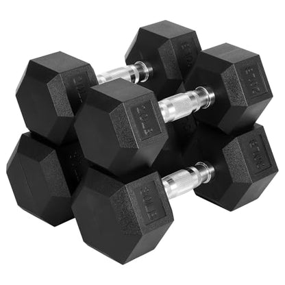 IDEAHOUSE Non-Slip Hex Dumbbells - Rubber & PEV Coated Free Weights with Anti-Roll Handles for Unisex Strength Training (Home Gym Exercise Equipment) - size: 100 Lb Set(Pair of 20, 30)