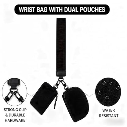 Black Sports Set, Men's and Women's Wrist and Ankle Weights Bracelet (L 7*W 3*H 1.2 inch) + Portable Wrist Bag (L 7.9*W 3.5*H1.4 inch)