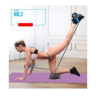 Men Ab Roller Wheel with Resistance Band Women Flex Abdominal Trainers Double Rollers Home Gym Multi-Functional Exercise Knee mat Body Fitness Equipment Core Ab Workout