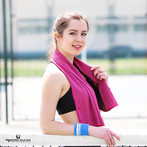 10 Pack Cooling Towels Bulk Microfiber Ice Towel Quick Dry Breathable Chilly Sweat Towel Stay Cool for Neck Face Yoga Gym Workout Running Pilates Beach with Carabin Bag, 40x12'', Rose - color: Rose Red
