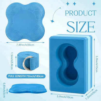 Yoga Blocks 2 Pack for Wrist Relief,Yoga Block with Knee Pads Strap - color: Blue