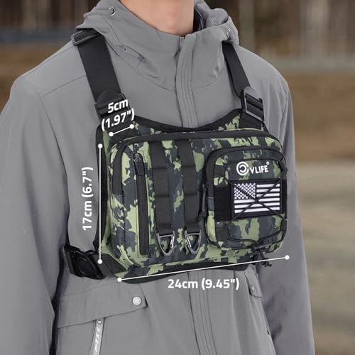 CVLIFE Outdoor Chest Bag for Men, Tactical Chest Pack, Adjustable Running Vest Bag, Lightweight Anti-theft EDC Rig for Hiking