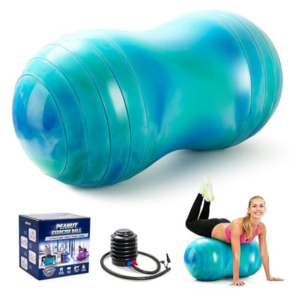 ZOOJOY Peanut Ball for Kids and Adults – 18" / 20" Anti-Burst Exercise Ball for Pregnancy and Labor, Sensory Wiggle Seat, Core Strength, Balance, Physical Therapy, Yoga Ball Chair for Home Office
