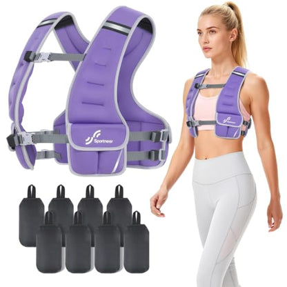 Sportneer Adjustable Weighted Vest Woman: 6-10lb/10-18lb Weighted Vests - color: Purple, size: 10-18 lbs