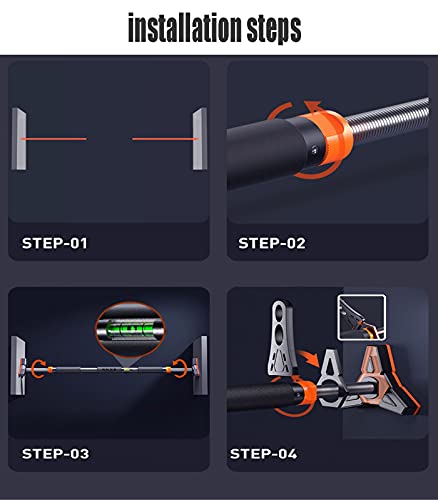 Pull Up Bars Chin Up Bar for Doorway, Portable Pullup Chin Up Bar Home, No Screws Multifunctional Fitness Horizontal Bar, 73-175CM, Load 250kg - size: 120-145cm