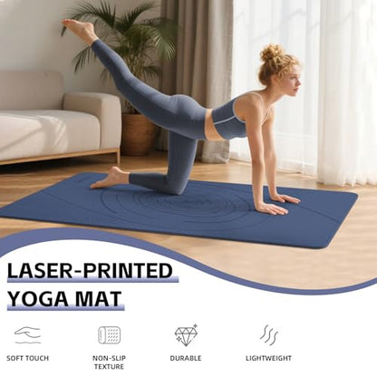 Large Yoga Mat Thick, 76"x32"x0.31"Wide POE Exercise Mat with Non-Slip Surface & Carry Strap, Anti-Tear Workout Mat for Yoga, Pilates, Fitness
