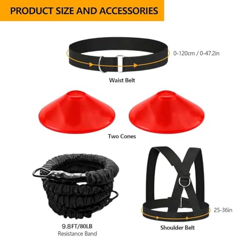 80lb Speed Training Equipment, Resistance Band Exercising Set - size: 9.8ft