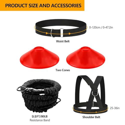 80lb Speed Training Equipment, Resistance Band Exercising Set - size: 9.8ft
