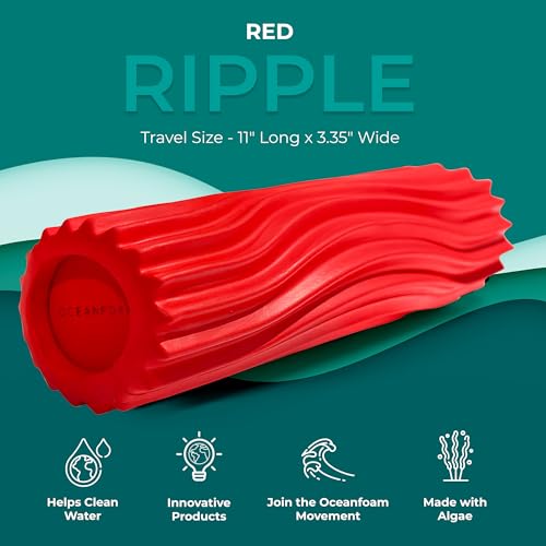 Oceanfoam Ripple Roller - Small Foam Roller for Physical Therapy (Red) - color: Red