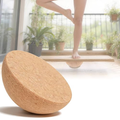 Cork Balance Board Hemisphere, 6" Half Ball Trainer for Adults & Kids, Portable Fitness Balance Ball for Physical Therapy, Yoga & Pilates, Sustainable Natural Cork