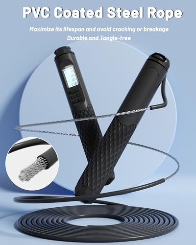 nonogo Cordless Jump Rope with Counter for Fitness - Adjustable Smart Skipping Rope For Men Women Kids Outdoor Speed Boxing Crossfit Workout Exercise Cardio