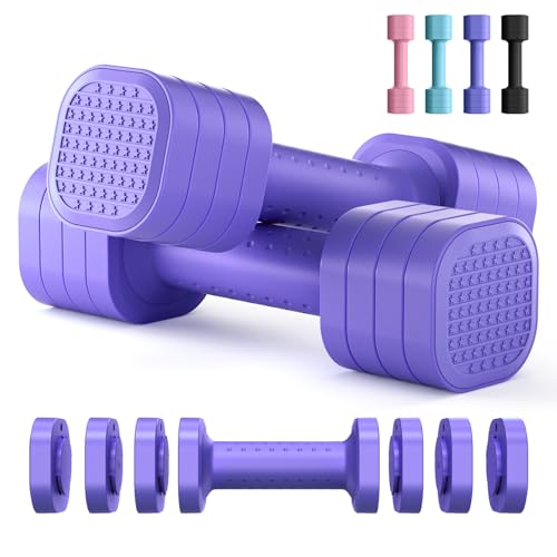 Zempox Adjustable Dumbbell Set, 4 in 1 Free Weight Dumbbell Set for Women, Hand Weight for Women at Home, Each 2lb 3lb 4lb 5lb with TPU Soft Rubber Handle for Home Gym Aquatic Fitness Equipment,Purple - color: Purple